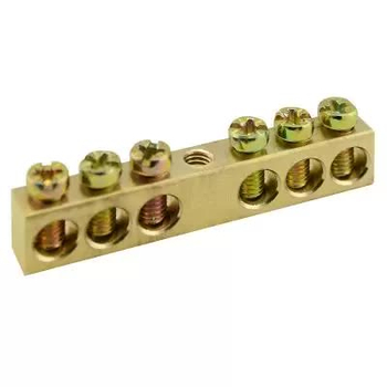 Шина PEN TS-0609C 6х9 6 отверстий крепление по центру Энергия - Электрика, НВА - Щитки и аксессуары для монтажа - Шины нулевые - . Магазин оборудования для автономного и резервного электропитания Ekosolar.ru в Новочеркасске