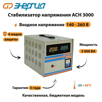 Однофазный стабилизатор напряжения Энергия АСН 3000 - Стабилизаторы напряжения - Однофазные стабилизаторы напряжения 220 Вольт - Энергия АСН - . Магазин оборудования для автономного и резервного электропитания Ekosolar.ru в Новочеркасске